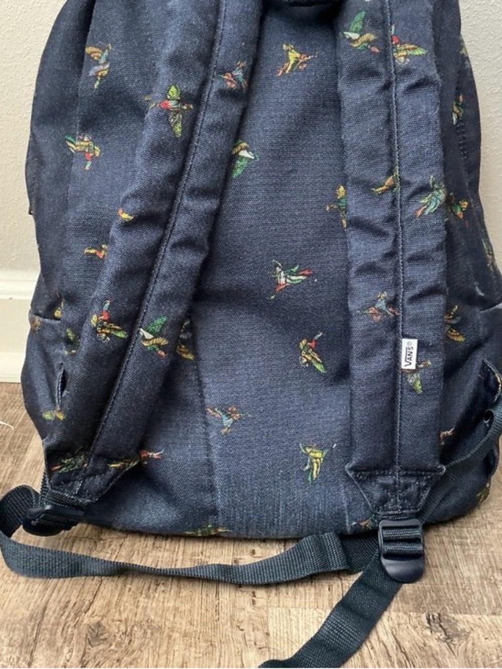 Vans Unisex Old Skool II Backpack Navy Blue Khaki Duck Print Backpack Book Bag - Picture 4 of 10